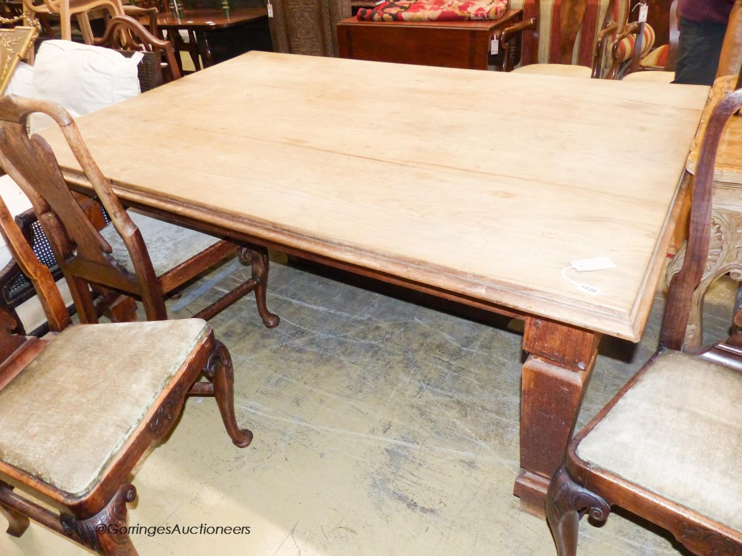 An Arts & Crafts pine rectangular kitchen table, 184cm x 120cm H.76cm - Image 2 of 3