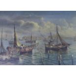 Mario Rosio Allysetti, oil on board, Neapolitan harbour scene, signed, 30 x 40cm.