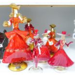 Six Murano glass figures of ladies and gentlemen, the tallest 47cm high