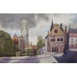 Charles Knight R.W.S; R.O.I (1901-1995), watercolour, ‘’View in Bruges’’, signed, 37 x 54cm.