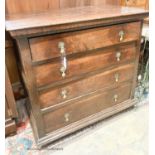 A 17th / late 18th century four drawer chest, length 100cm, depth 57cm, height 94cm