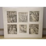 Harold Hope Read (1881-1959), six lithographs mounted as one, largest 18 x 16cm. Unframed.