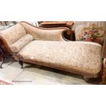 A Victorian chaise longue, length 186cm, depth 64cm, height 88cm