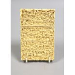 A Chinese Cantonese carved ivory card case, 11.5cm