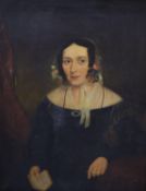 19th century English school, oil on canvas, Portrait of a lady, 90 x 70cm.