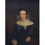 19th century English school, oil on canvas, Portrait of a lady, 90 x 70cm.