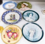 A group of eight Continental ceramic dishes, late 19th/20th century, largest 35 cmIncluding three