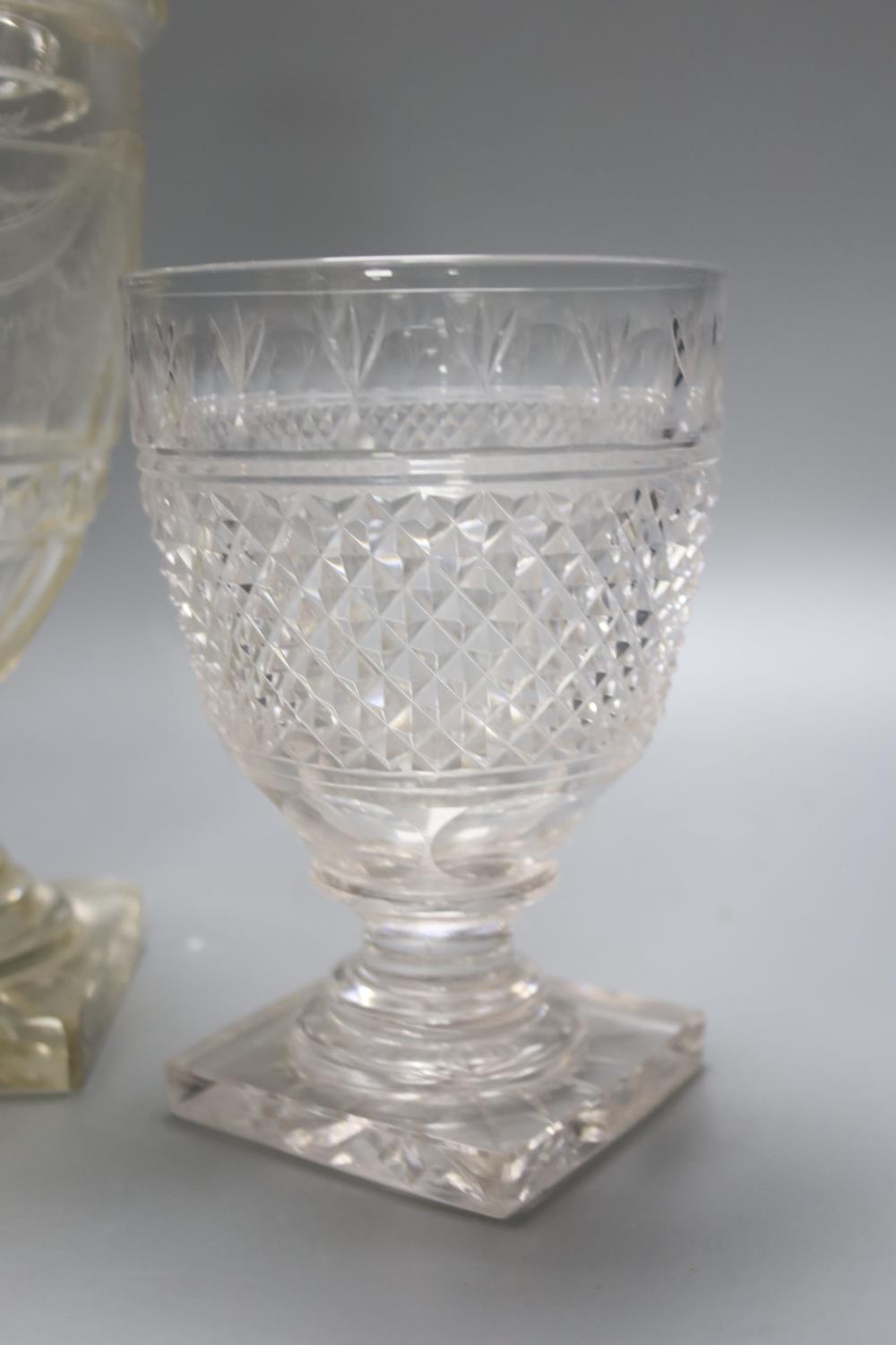 A Regency cut glass sweetmeat vase and cover and a similar rummer , tallest 30cm - Image 3 of 3