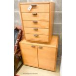 A Heals cabinet and filing drawers, largest width 70cm, depth 45cm, height 64cm
