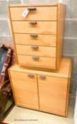 A Heals cabinet and filing drawers, largest width 70cm, depth 45cm, height 64cm