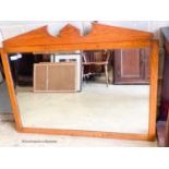 A late Victorian rectangular oak overmantel mirror, width 118cm, height 93cm