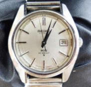 A gentleman's 1970's stainless steel King Seiko Hi-Beat chronometer automatic wrist watch, on