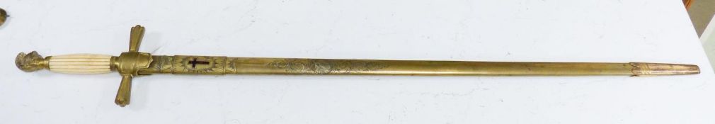 A late 19th/early 20th century bone handled court sword, 90cm