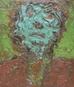 Modern British, oil on canvas, abstract head, 80 x 70cm.
