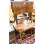 An Edwardian satinwood banded mahogany Pembroke table, height 66cm, together with an Edwardian