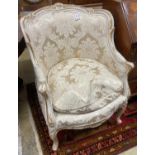 A Louis XVI Design cream painted parcel gilt armchair