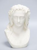 A Copeland Parian and bust of Ophelia, after W C Marshall, 23 cm high, lacking socle