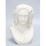A Copeland Parian and bust of Ophelia, after W C Marshall, 23 cm high, lacking socle