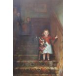 § Charles West Cope (1811-1890)Children on a staircaseOil on canvas54 x 36cm.