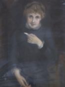 English School c.1900, pastel, Half length portrait of a lady, 77 x 59cm