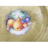 A Royal Worcester fruit painted and gilt tooled cabinet plate, post war, signed Telford, 27.5 cm