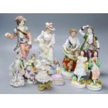 Ten Continental porcelain figures or groups, 19th/20th century, including a Berlin figure of a