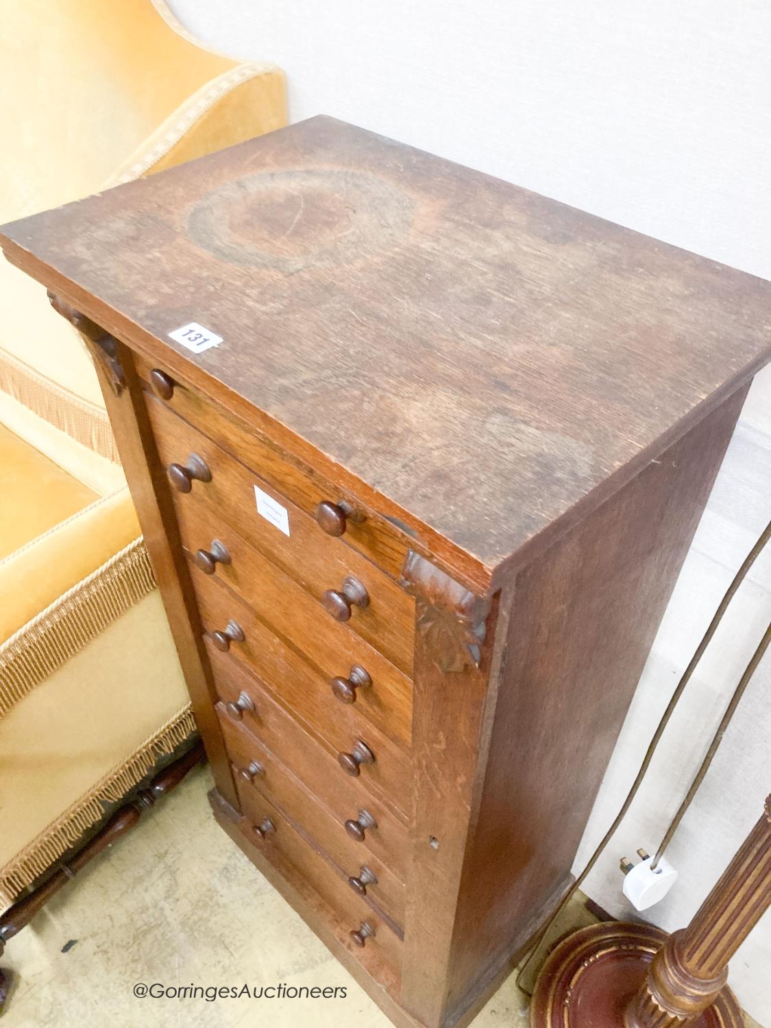 A Victorian oak Wellington chest, width 51cm, depth 35cm, height 105cm - Image 2 of 3