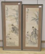 A Chinese watercolour on paper, nobleman with attendant, signed, red seal and a similar smaller