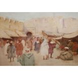 Terrick Williams (1860-1936), watercolour, Arab market scene, signed, 24 x 35cm.