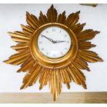 A gilt painted sunburst wall clock50cm