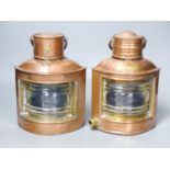 Two copper ship's lanterns ‘S’ and ‘PORT’, 21cm