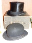 Lock & Co. bowler hat and a Lincoln Bennett & Co. top hat