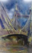 Tony Porter, watercolour, Albert Bridge - February, signed, Chris Beetles label verso, 55 x 36cm
