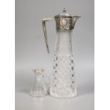 A late Victorian silver mounted cut glass claret jug, Atkin Bros. Sheffield, 1891, 29.4cm and a
