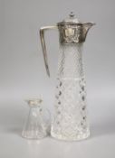A late Victorian silver mounted cut glass claret jug, Atkin Bros. Sheffield, 1891, 29.4cm and a