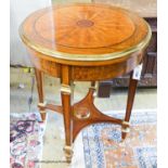 A French transitional style circular centre table, 62cm diameter, height 76cm