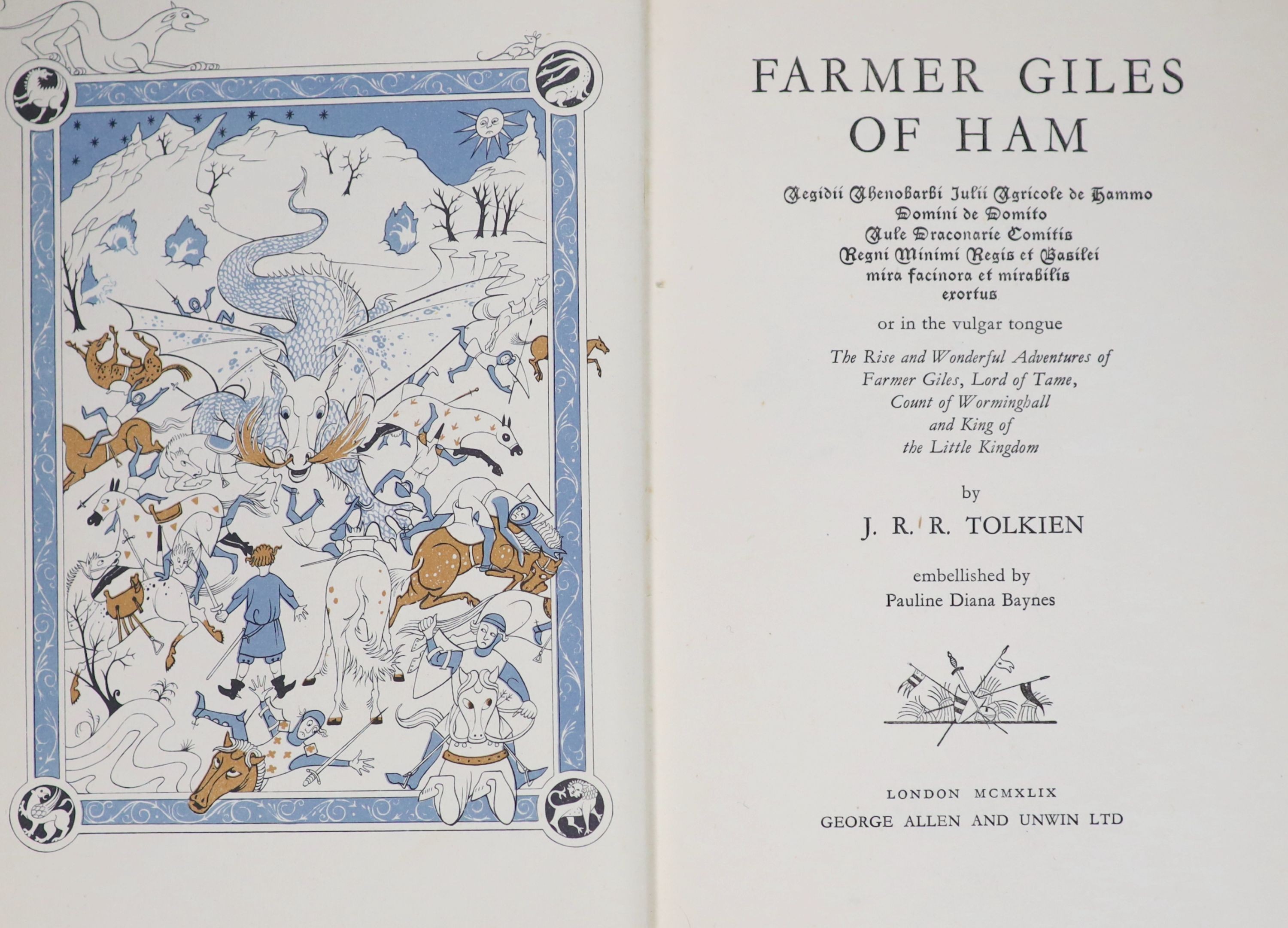 ° Tolkien, John Ronald Reuel - Farmer Giles of Ham, 1st edition, illustrated by Pauline Baynes, - Image 2 of 2