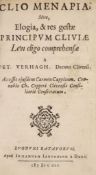 ° Verhaghen, Pieter - Clio Menapia, sive Elogia, & res gestae Principum Cliviae...old vellum, sm.