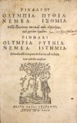 ° Pindar [Greek title]. Olympia, Pythia, Nemea. Isthmia ...engraved title device, head and