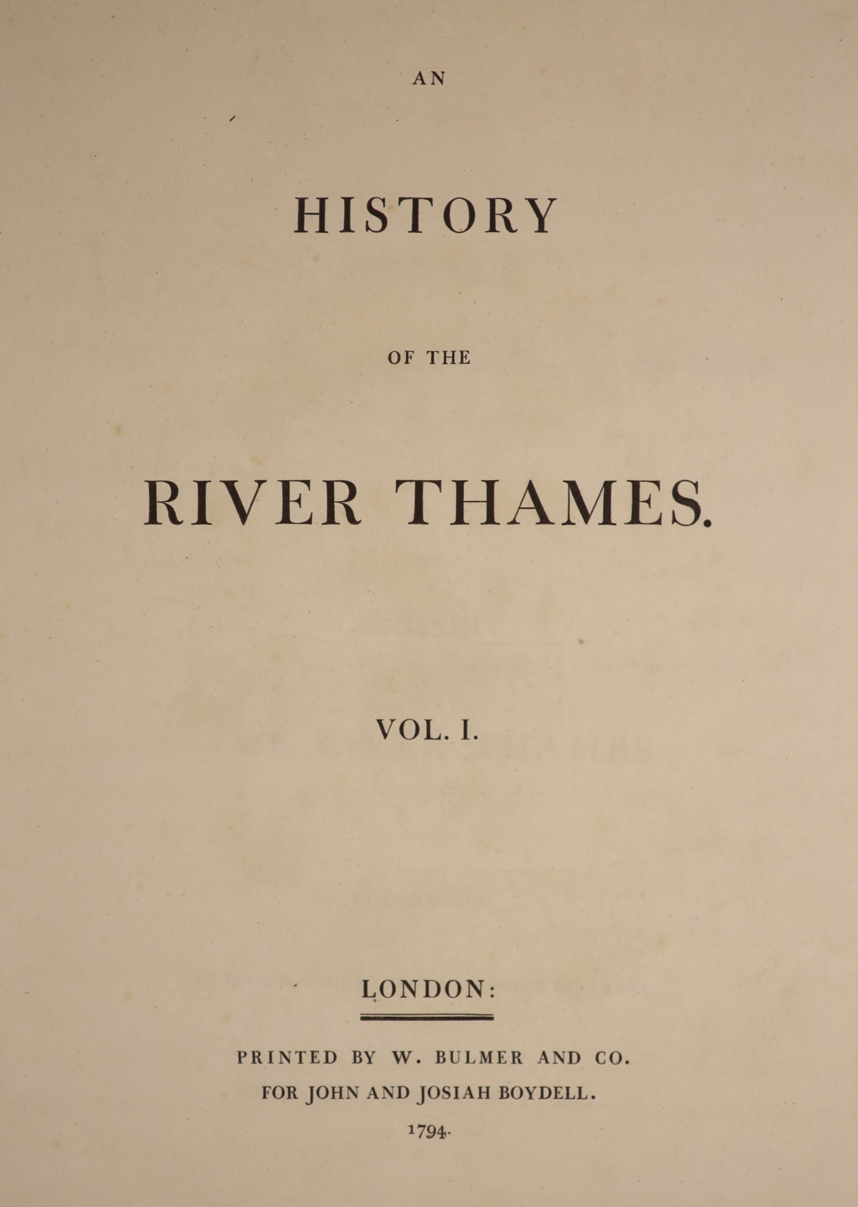 ° Boydell, James - Boydell, Josiah - An History of the River Thames, first edition, folio, 2 vols in - Image 2 of 5