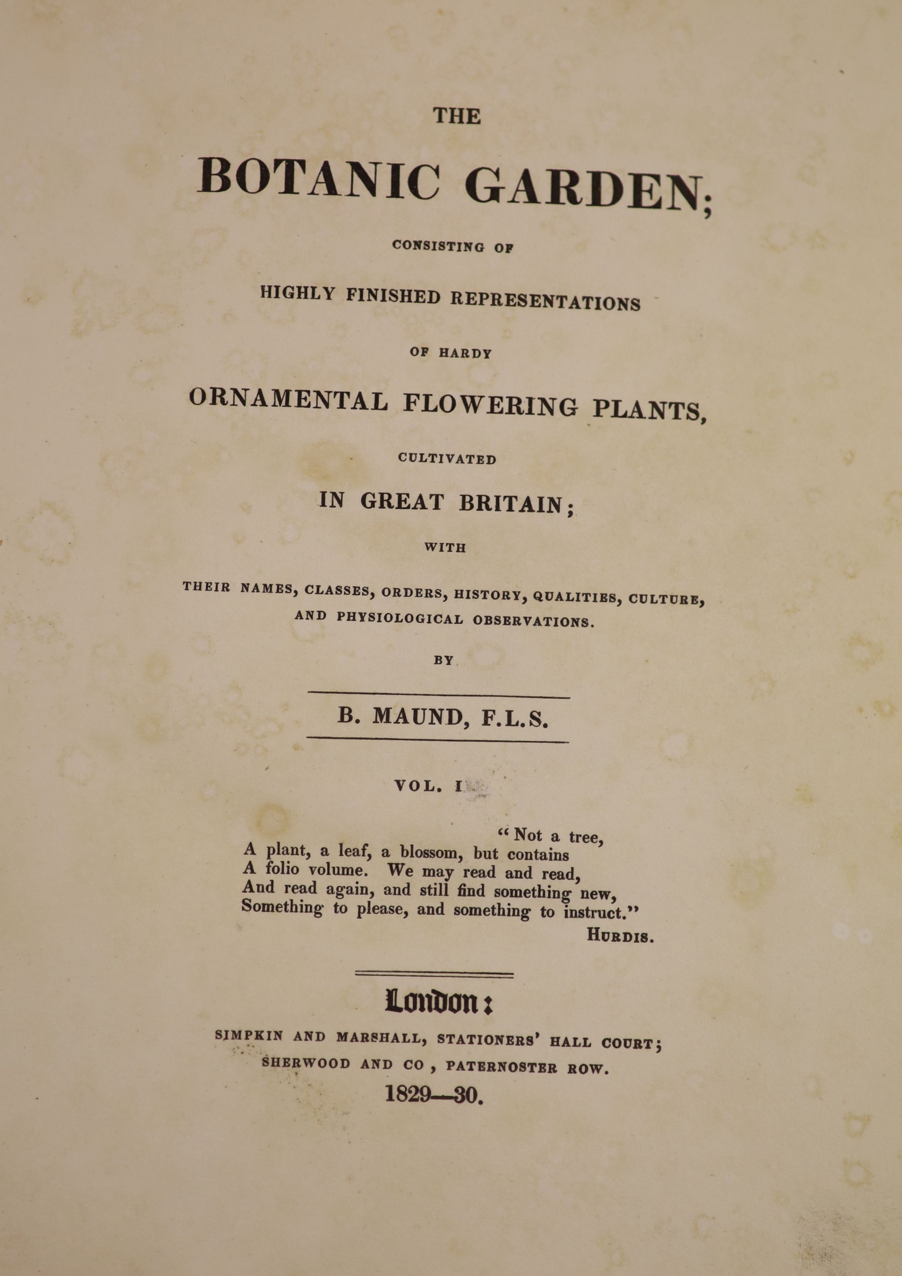 ° Botanic.... - Maund, Benjamin (editor) - The Botanic Garden, vols 1-21, in 13, qto, contemporary - Image 2 of 3