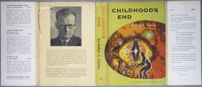 ° Clarke, Arthur C - Childhood’s End, 1st edition, red cloth, in unclipped d/j, with 1 inch tear