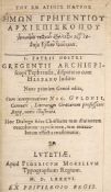 ° Gregentius, Abp of Taphar [Gk title]. Dispatio cum Herbano Judaeo ... (8),240ff., old calf
