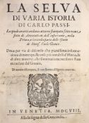 ° Passi, Carlo. La Selva di Varia Istoria, qto, limp vellum, pagination errors (jumps page 33 to 36,
