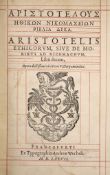 ° Aristotle (Gk. title) Ethicorum, sive de Moribus ad Nicomachum ... (8 ex 12), 192pp; engraved