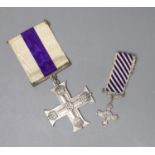An unnamed Military Cross and a Distinguished Flying Cross miniature