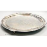 A 1960's silver circular salver with engraved inscription, Sheffield, 1960, 37cm, 38oz.