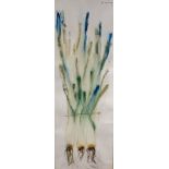 Ha Van Vuong (Chinese, b.1914), watercolour, 'Spring Onions', signed, 73 x 26cm.