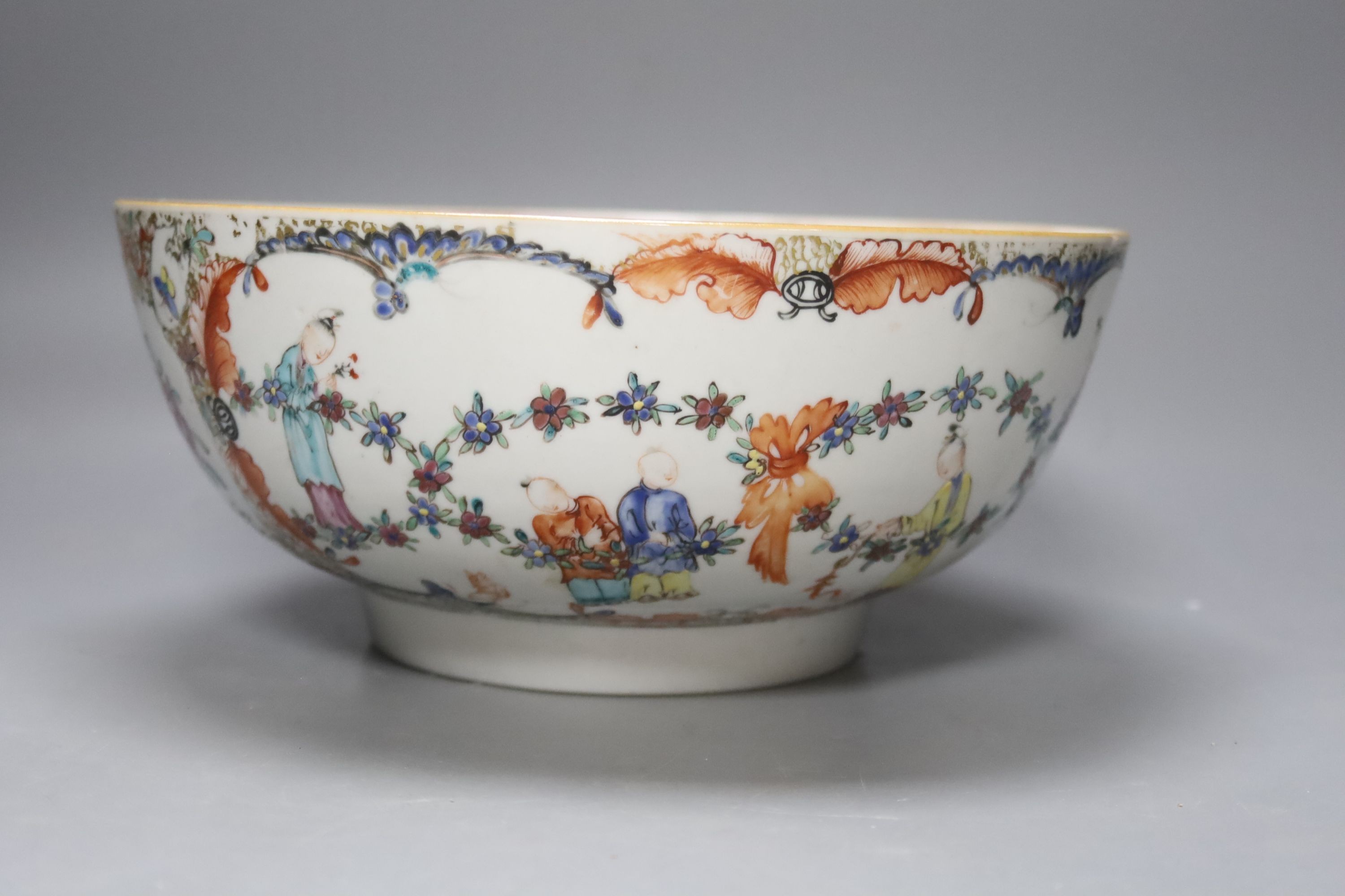 A Chinese blue and white pillow, an 18th century Chinese export bowl, diameter 26cm, and three - Image 6 of 8