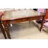 A Victorian mahogany partner's writing table, with green leather inset skiver, W.145cm D.112cm H.